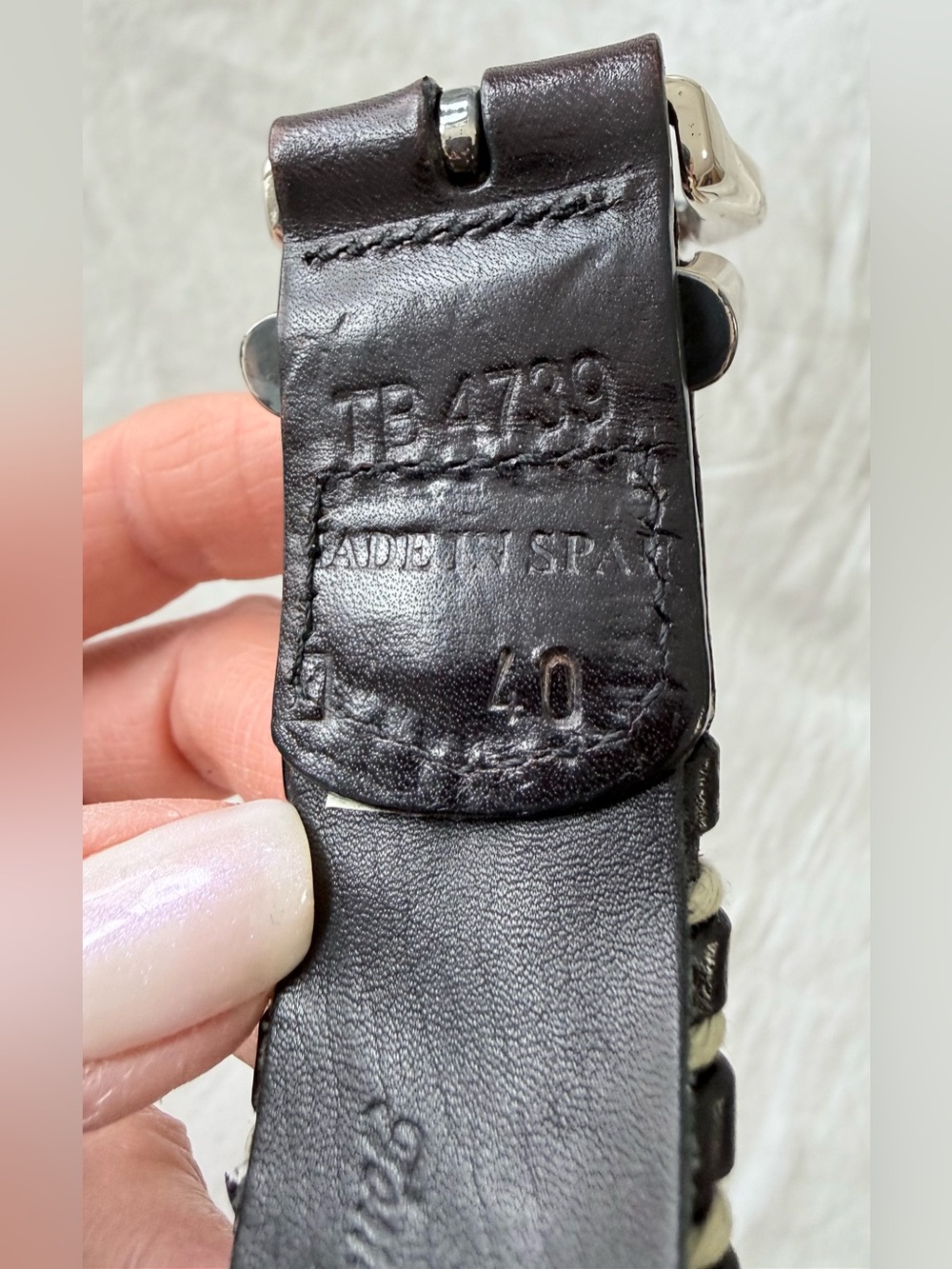 Tommy Bahama | Men’s 40 | Black Woven Braided Leather Spain Silver Tone Buckle - Picture 3 of 7